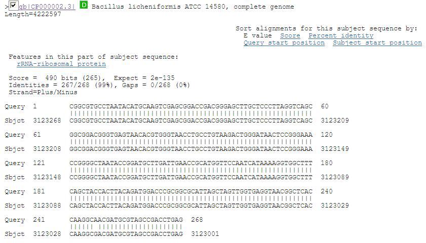 Sequence result of selected bacteria G10 from Korea native goat’s rumen.