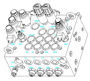 유압분배를 위한 매니폴드 블록