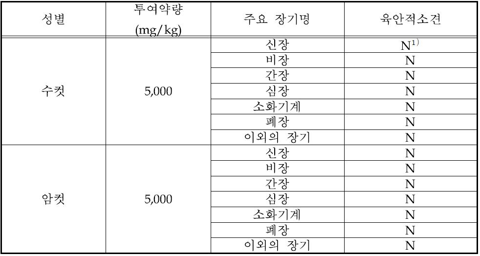 시험종료 후 부검소견결과