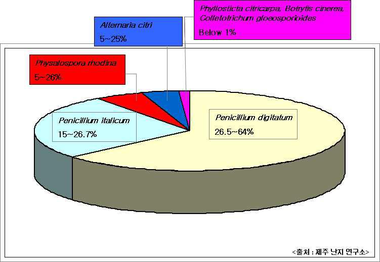 Major storage diseases of citrus fruit in Korea.