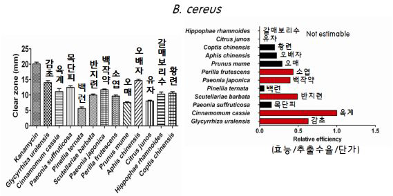 B.cereus에 대해 항균효능을 갖는 천연추출물의 적용가능성 및 시장성 분석