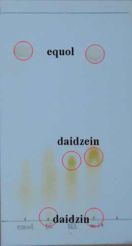 TLC analysis of daizin, daidzein and equol.
