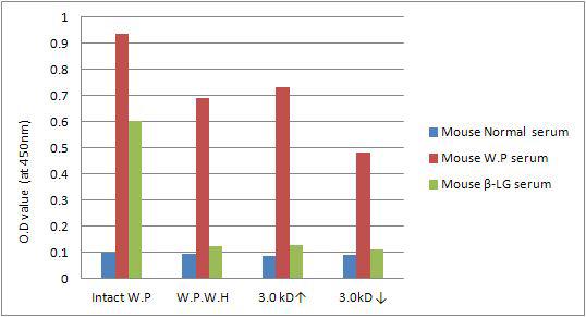 마우스 혈액에서 whey protein과 β-lactoglobulin에 대한 특이 면역글로블린 분비