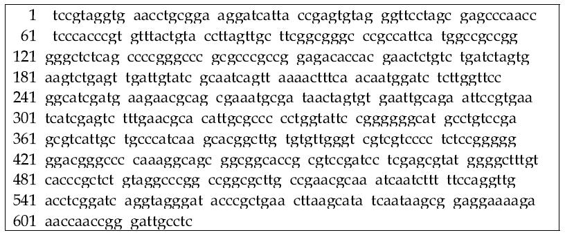 Sequence of internal transcribed spacer of Aspergillus oryzae J