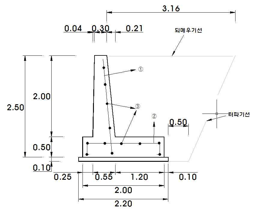 콘크리트생태옹벽 단면도