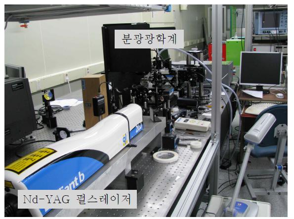 Nd-YAG 펄스 레이저 및 분광 광학계