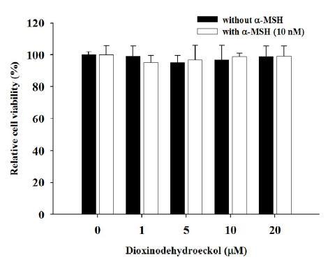 Effect of dioxinodehydroeckol on the proliferation of B16F10 cells in the presence or absence of α-MSH.