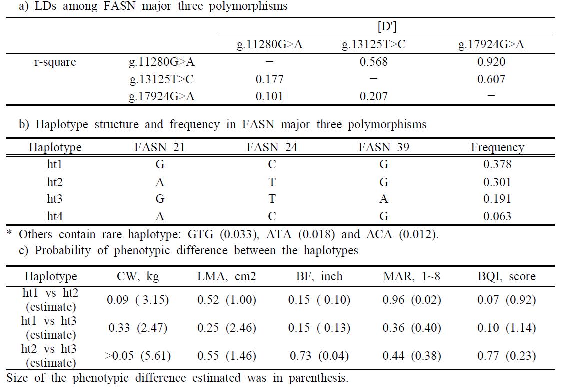 Linkage disequilibrium and Haplotype structure in the FASN gene