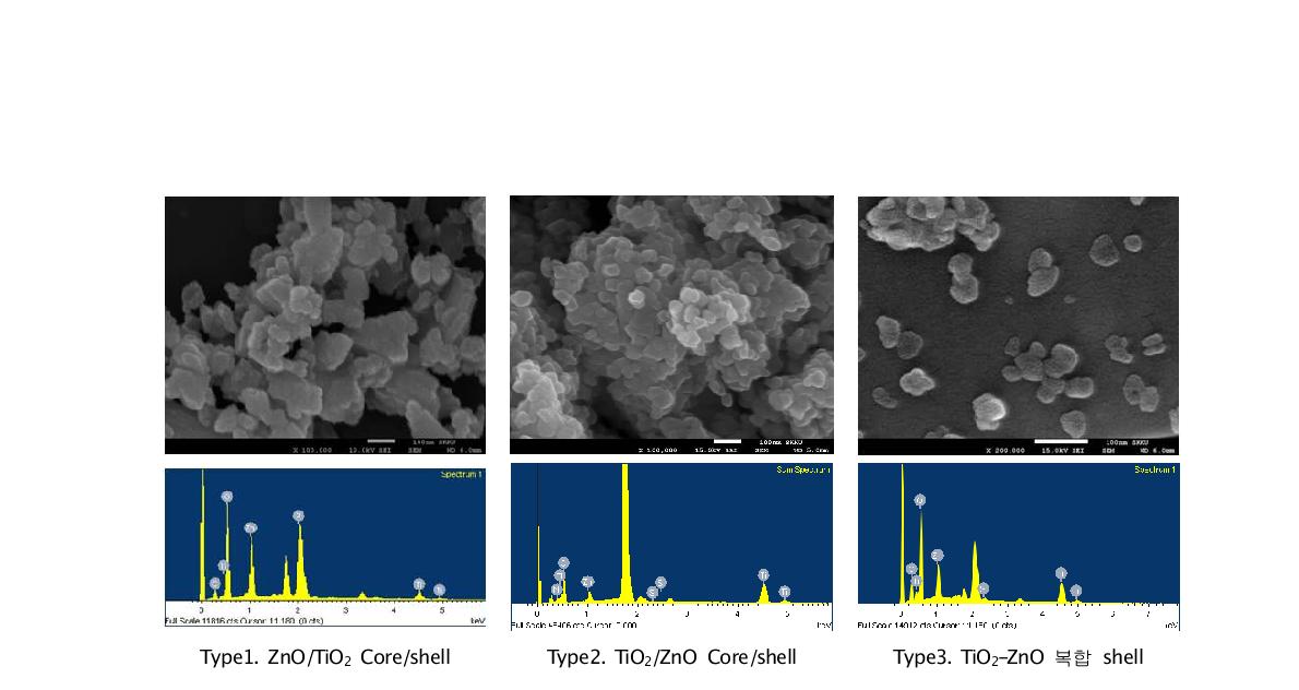 Lysozyme을 이용한 세 가지 종류의 TiO2-ZnO 신규 복합금속산화물의 SEM이미지분석