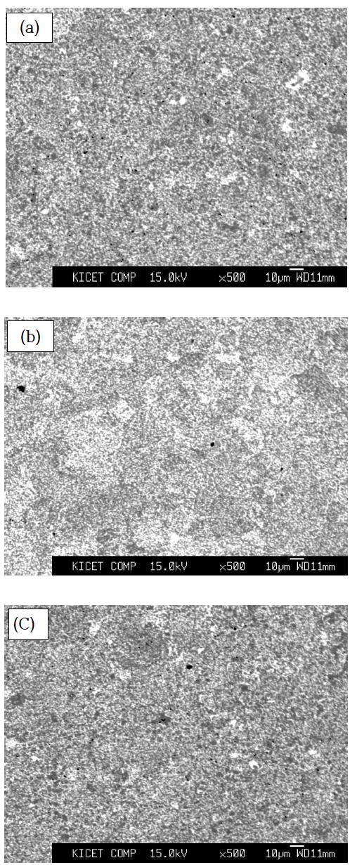 Surface morphology of the samples used for EPMA: sample (a) S2, (b) S4, and (c) S5.