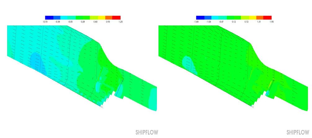 Comparison of Stream line(Bare Hull, persp. stern view)