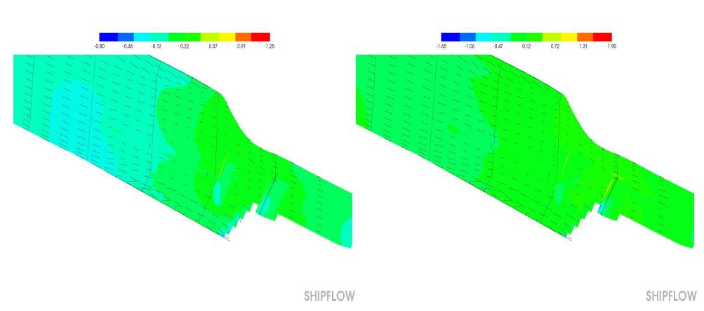 Comparison of Stream line(BF1, persp. stern view)