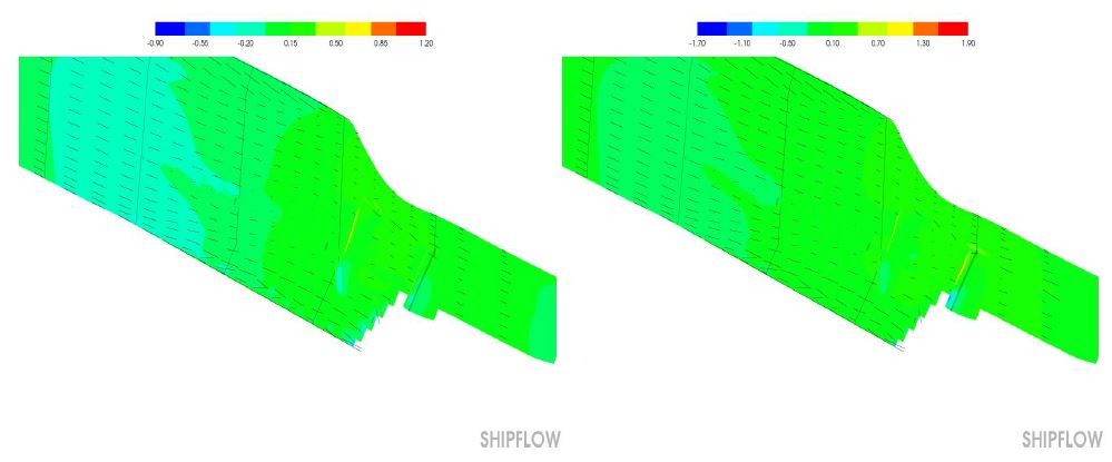 Comparison of Stream line(BF1+LS, persp. stern view)