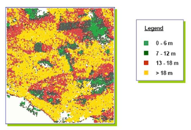 LiDAR를 이용한 산림의 수고 분포 분석 결과