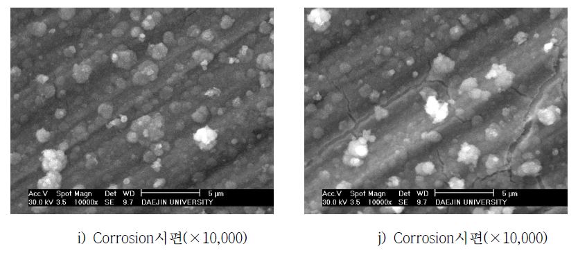 SEM images of sintered stainless steel before and after corroding of 10%