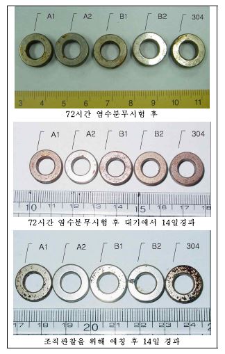 Macro-photos of specimens at various conditions