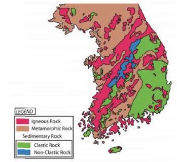 대한민국의 지질분포도