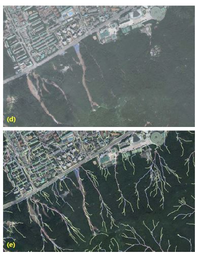 우면산 산사태 발생 후 (2011년)의 항공사진과 산사태 위험지역 분석자료