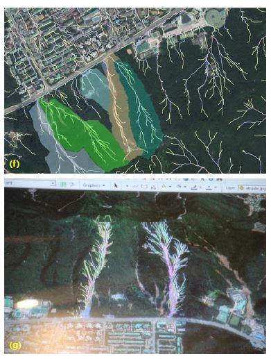 우면산 산사태 발생 후 (2011년)의 항공사진과 산사태 위험지역 분석자료