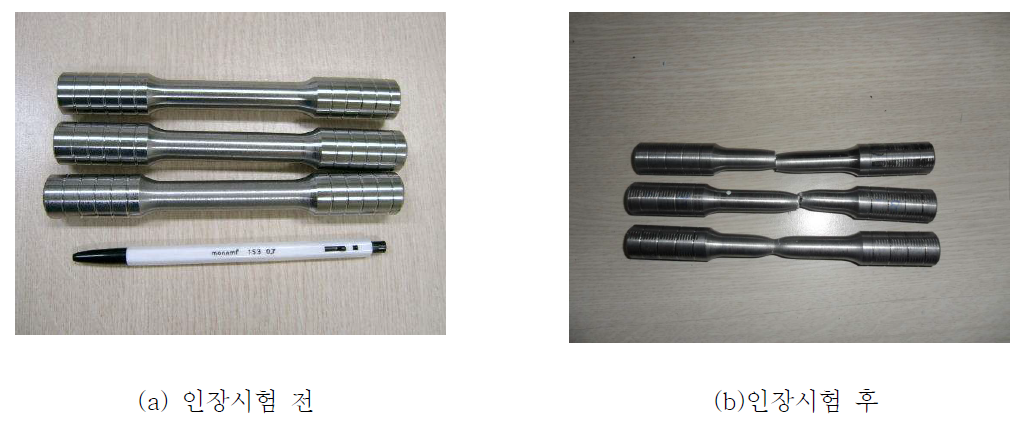 Specimen after and before tensile test for 630℃ of Tempering