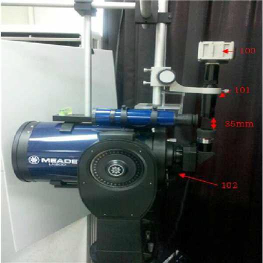 텔레스코프에 현미경과 고속카메라가 설치된 상태