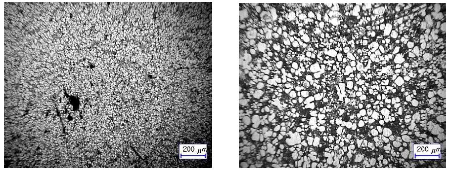 일반 다이캐스팅 제품 및 LTA제품의 미세조직(X50)