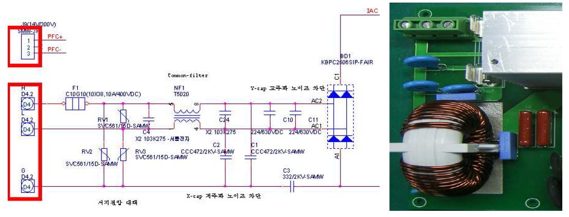 Line Filter 회로 및 Board 사진