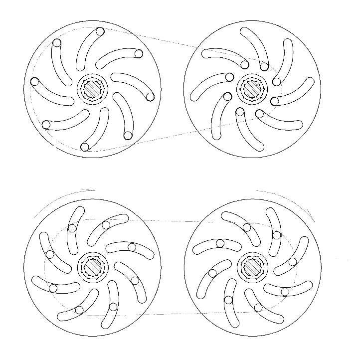 Pitch radius variation of driving pulley and driven pulley