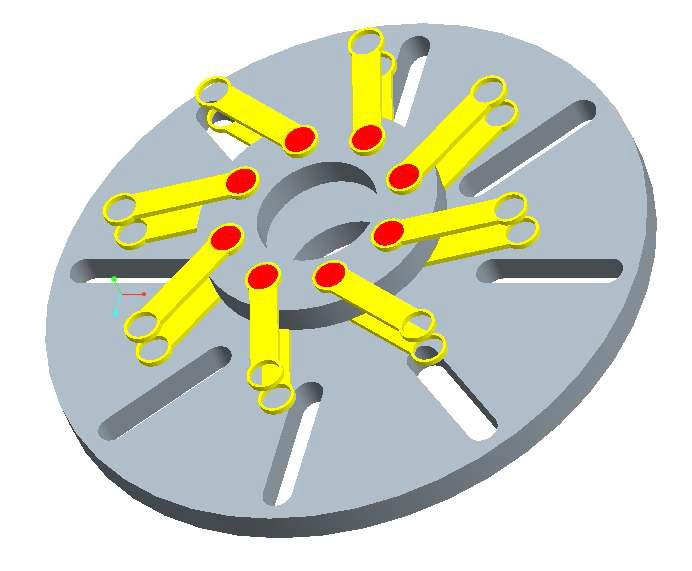 Rotary disk attached assistant disk and link