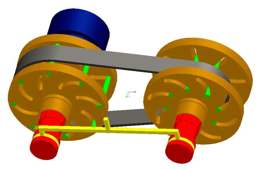 Assembly diagram of CVT using variable radius pulley equipped basic disk and rotary disk