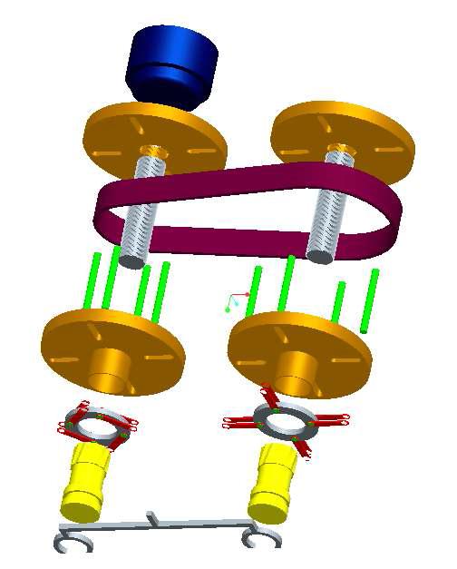 Disassembly diagram of CVT using variable radius pulley equipped assistant disk and link