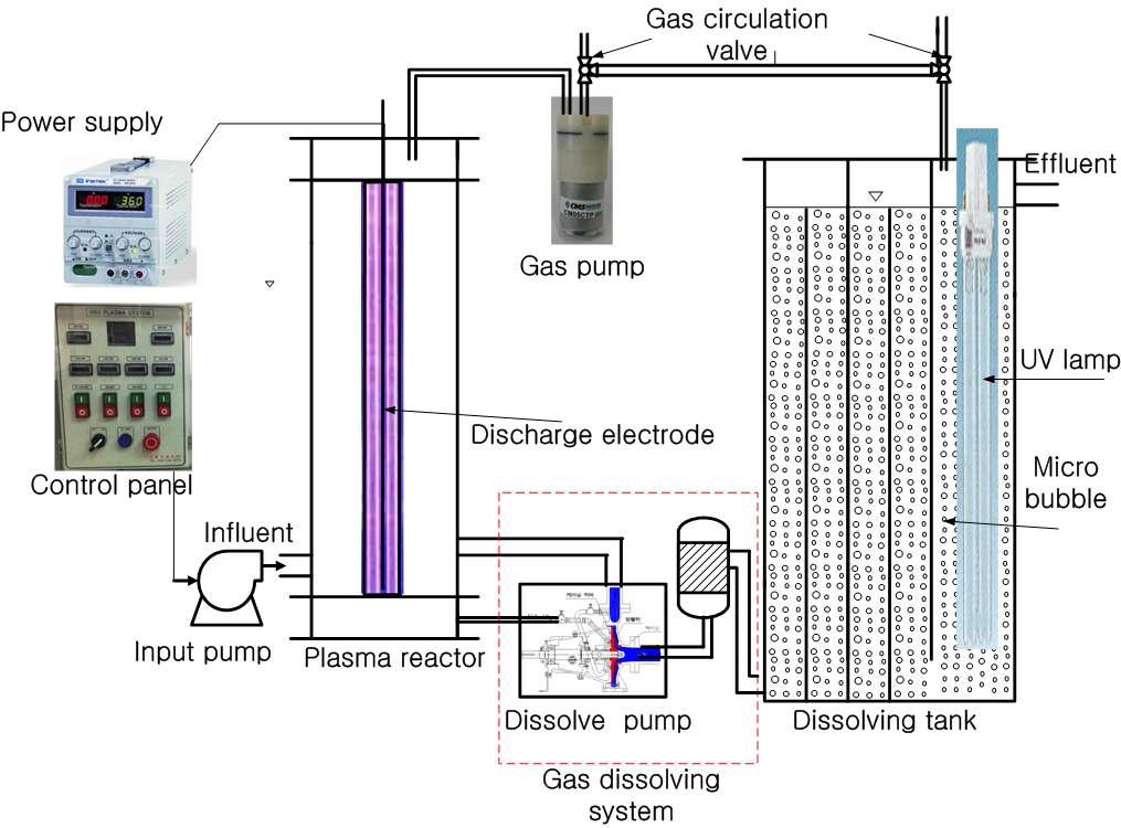 Schematic diagram of oxidant dissolved Plasma-UV complex process.