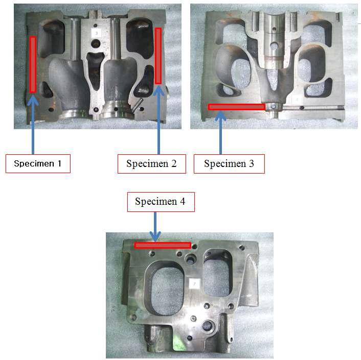 Cut face of the test product showing the position of tensile test specimen.