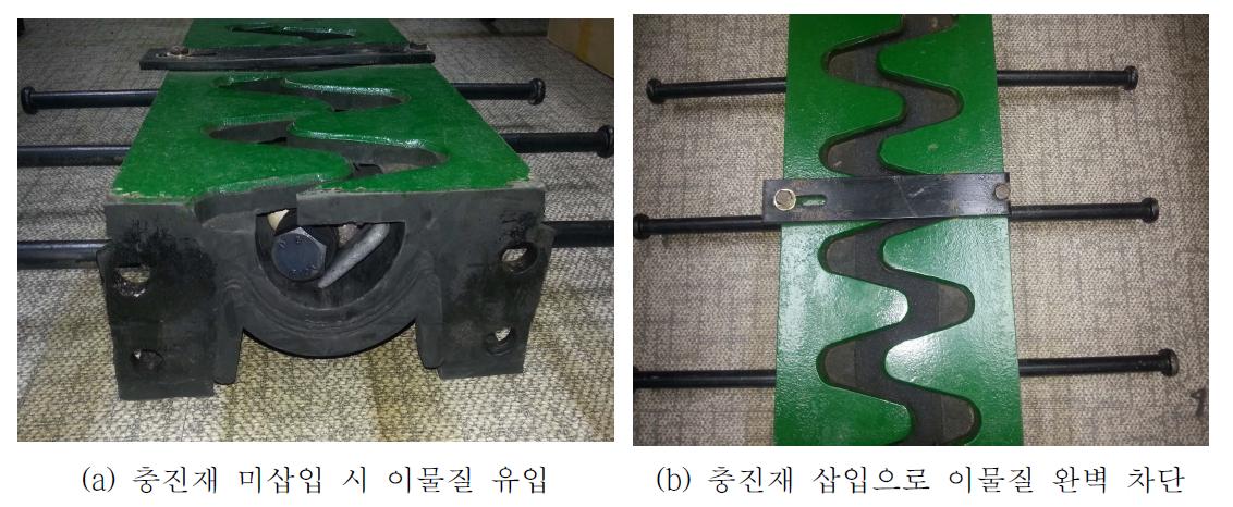 충진재 삽입 여부에 따른 비교