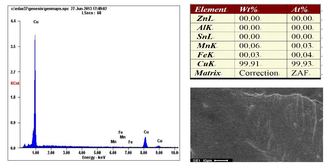 회수된 구리의 EDAX분석 결과