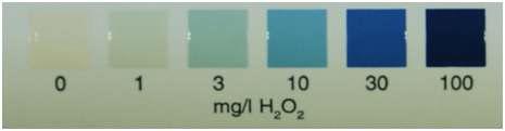 제조사에서 제공한 pH Test Strip의 농도 측정용 색 비교 표