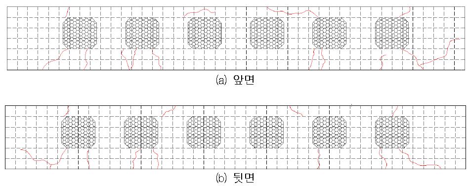 ISR-R70-a 실험체의 실험 종료 후 균열상황