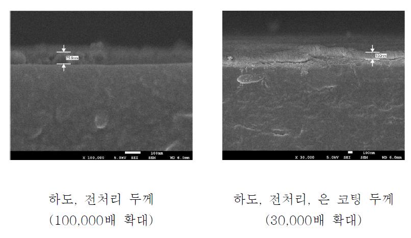 SEM 사진에 의한 코팅층 분석 결과