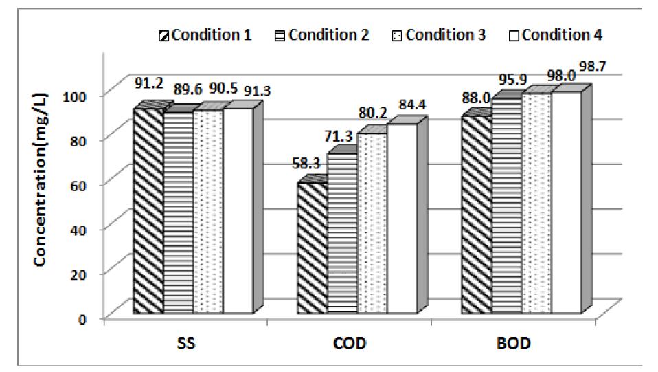 SS, COD, BOD 제거효율