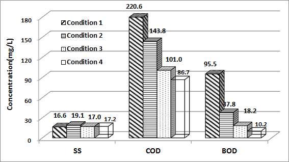 SS, COD, BOD 처리특성