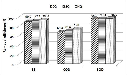 SS, COD, BOD 처리특성