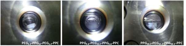 Foam image of PEG12-PPG17-PEG12-PPC, PPG8.6-PEG22.7-PPG8.6-PPC, PPG10.3-PEG18.2-PPG10.3-PPC