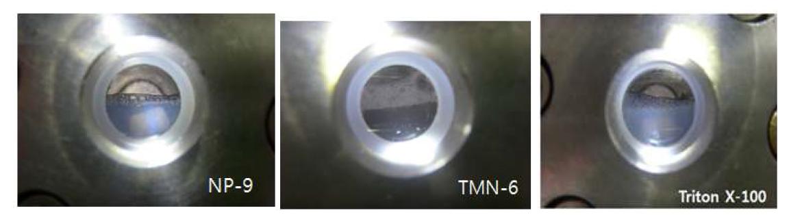 Photograph of foam formation by non-ionic surfactants in the mixture of brine and CO2 (1/1)