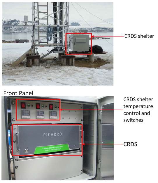 북극 다산과학기지에서 운영 중인 레어저 기반의 CO2/CH4/H2O 분광기(Cavity Ring-Down Spectrometer).