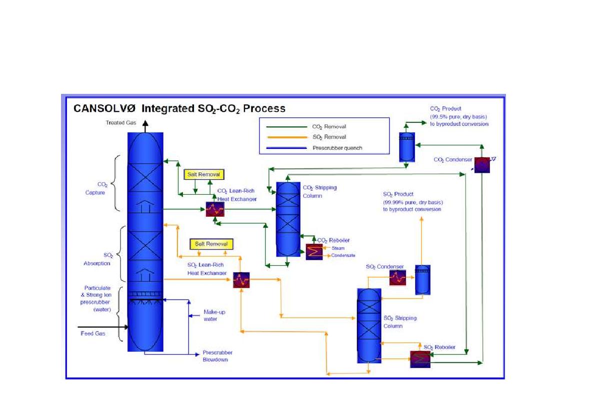 CANSOLV Process를 이용한 SO2-CO2 동시 제거 공정.