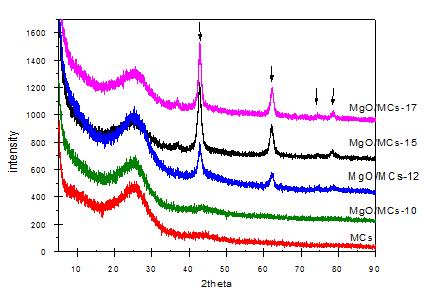 X-ray diffraction patterns of the samples studied.