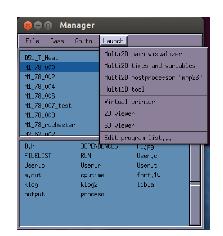 Manager의 Case메뉴는 시뮬레이션 실행에 관련된 메뉴이다. 시뮬레이션 계산을 시작하기 위한 Run메뉴와 새로운 계산을 위해 설정파일만 남기고 지우는 Clear메뉴, New메뉴와 Delete메뉴는 시뮬레이션 케이스의 생성과 전체삭제를 할 수 있다. FILELIST에 명기된 파일들은 Clear메뉴를 실행하여도 지워지지 않고 새로운 시뮬레이션을 구동할수 있도록 한다.