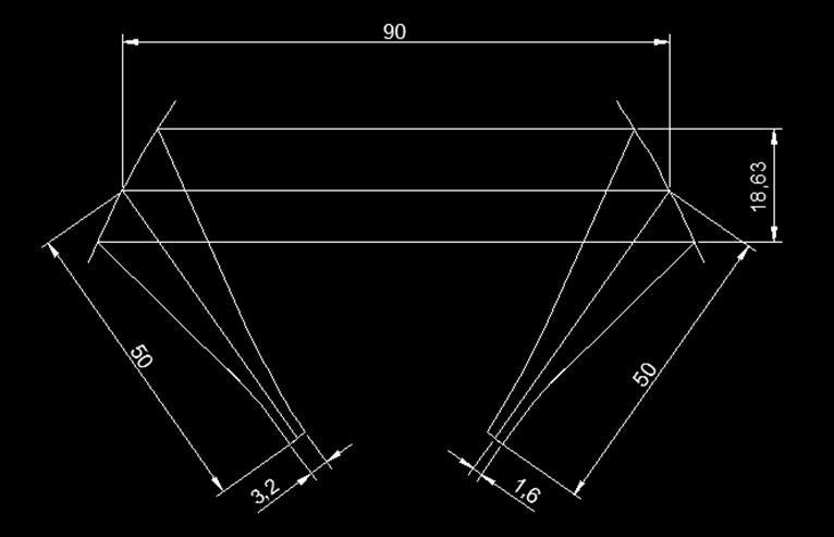vertical axis(x축) 미러의 gaussian beam 전파 및 beam size 제시