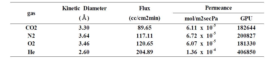 Zirconia/Ni 모세관의 단일 가스 투과도