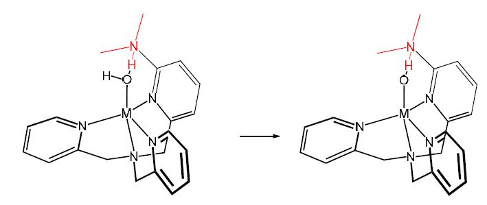TPMANMe2-Zn-OH2의 deprotonation 메카니즘.